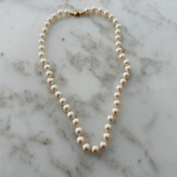 Monet Jewelry - Vintage Monet Faux Pearl Necklace-Classic Gold-Tone Clasp